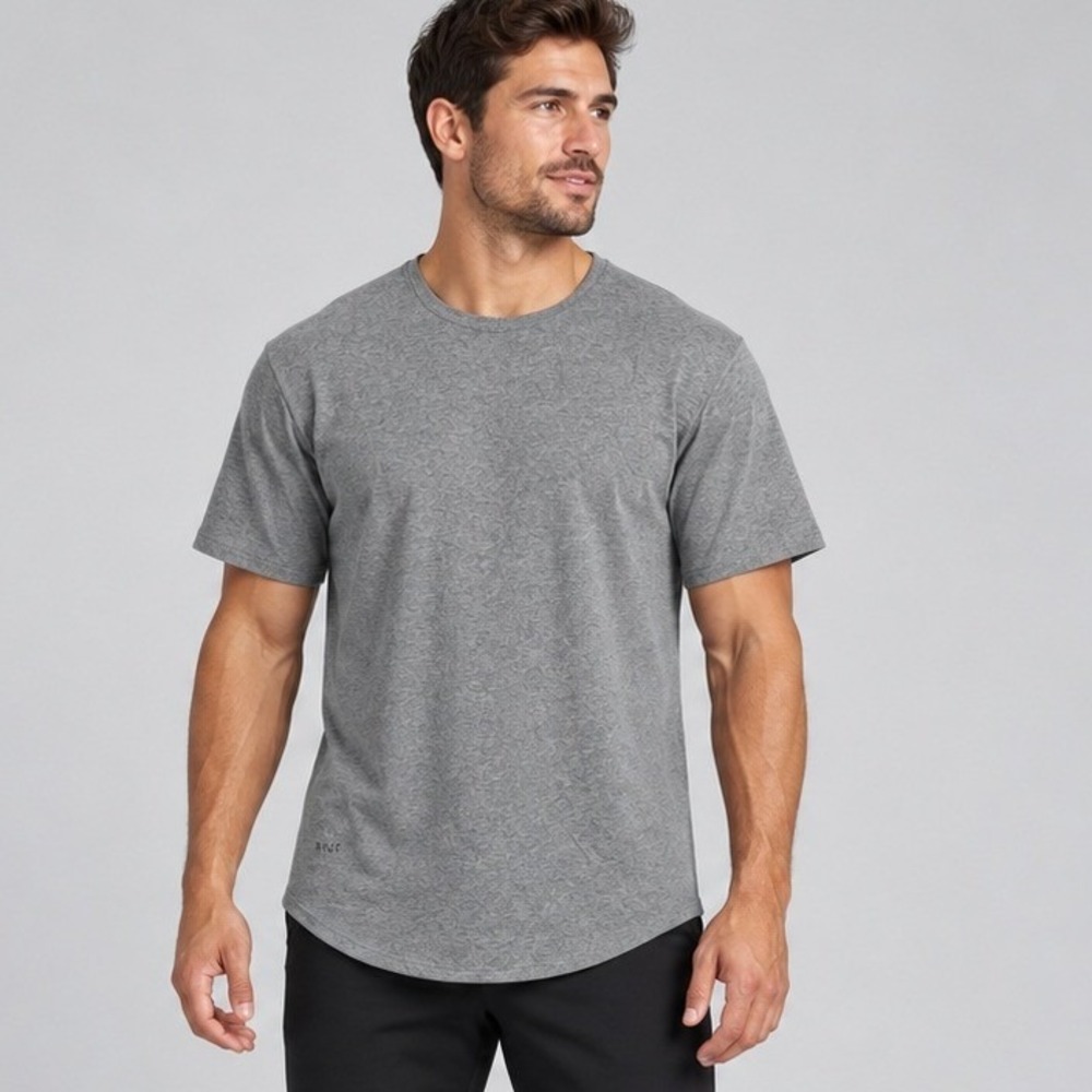 BYLT Premium Basics Drop-Cut LUX Mens Short Sleeve T-Shirt Size L Heather Gray